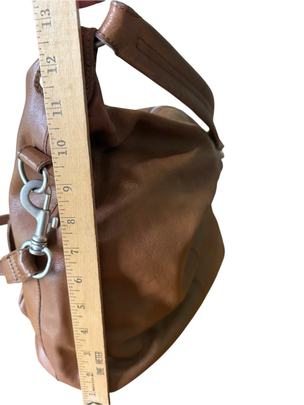 L.K. BERLIN Caramel Brown Leather Front Pockets Shoulder Bag